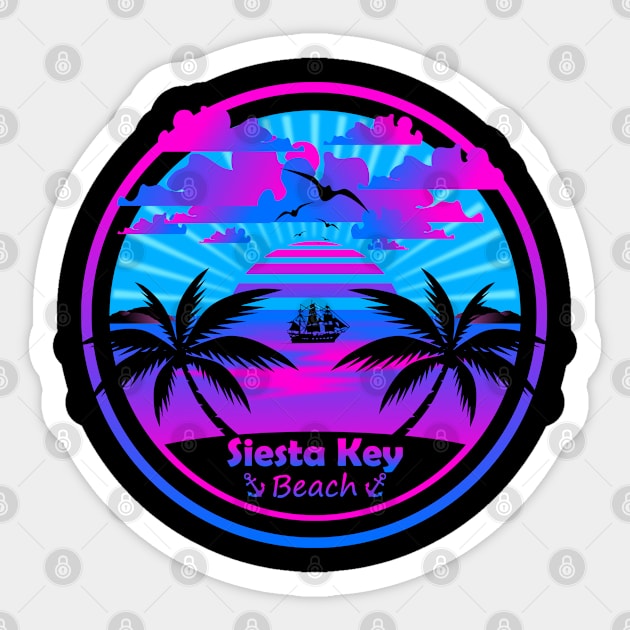 Siesta Key Beach, Palm Trees Sunset, Florida Summer Sticker by Jahmar Anderson